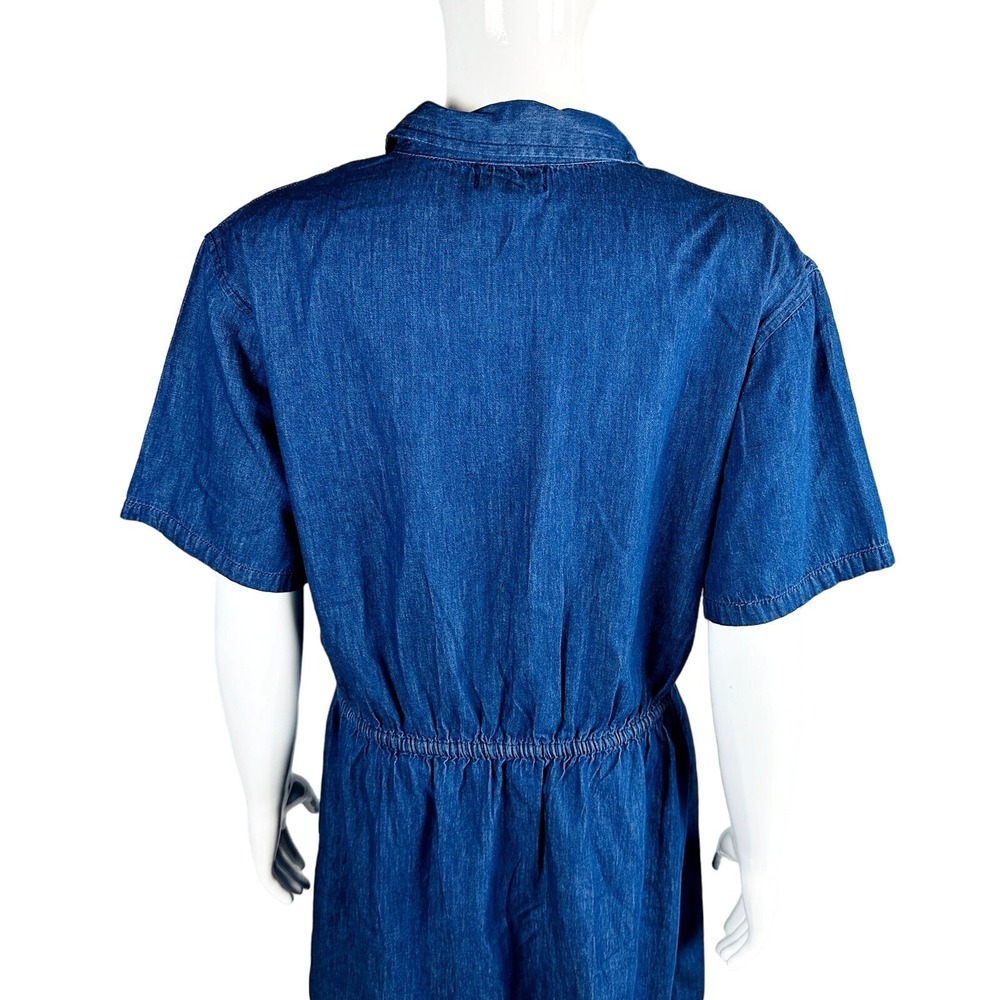 Studio West Womans Dress Sz Small Solid Shirt Dress Short Sleeve Chambray Blue - Picture 7 of 8